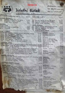 Jídelní lístek 1988